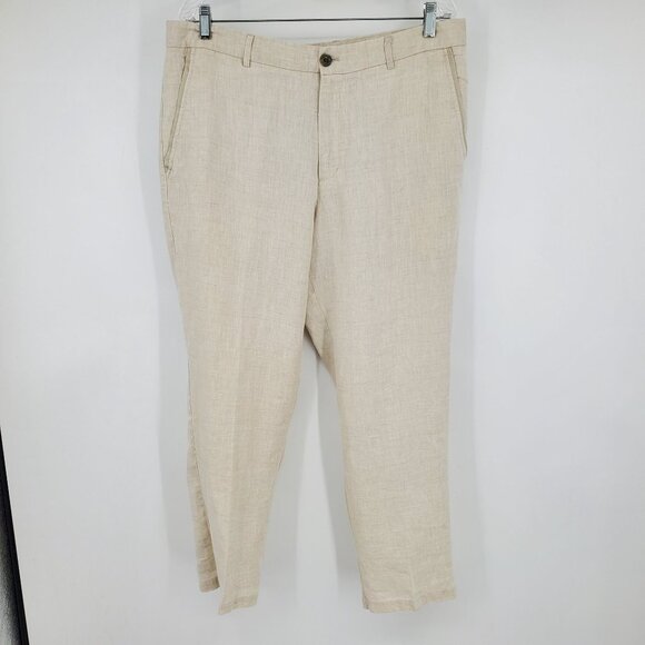Tasso Elba Island 100% Linen Men's Light Tan Boho Beachy Casual Pants 36 x 32 - Picture 1 of 8